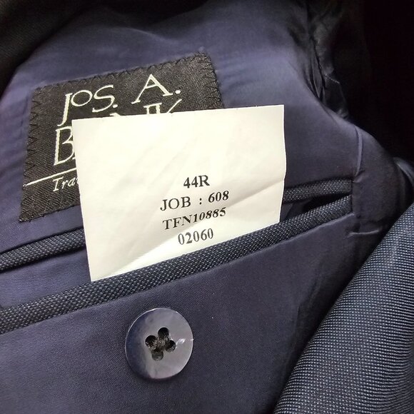Jos. A. Bank 44R Navy Solid 2-Button Sport Coat Blazer Jacket O978 - Picture 11 of 11